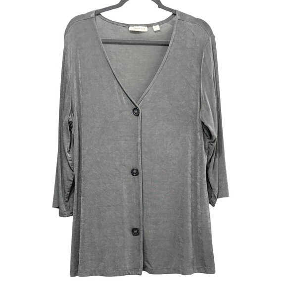 Coldwater Creek Tops - Coldwater Creek Gray Open Cardigan Size L (14-16) Made In USA